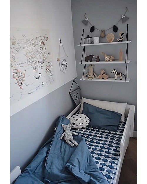 Swedish Linens Lenzuolo di sotto con angoli per letto singolo oversize - Arcobaleni blu marocco - 200x140cm Lenzuola e Federe