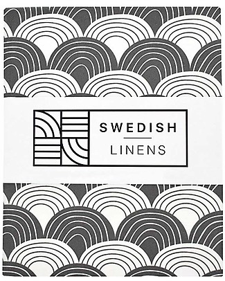 Swedish Linens Lenzuolo di sotto con angoli per letto singolo oversize - Arcobaleni grafite 140x200cm Lenzuola