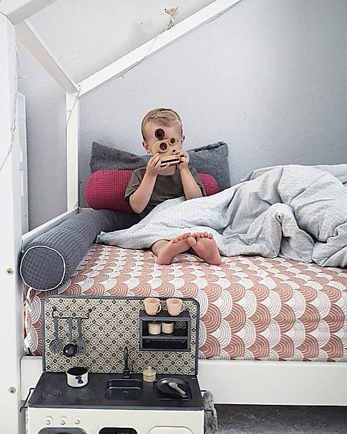 Swedish Linens Lenzuolo di sotto con angoli per letto singolo oversize- Arcobaleni terracotta -200x140cm Lenzuola e Federe