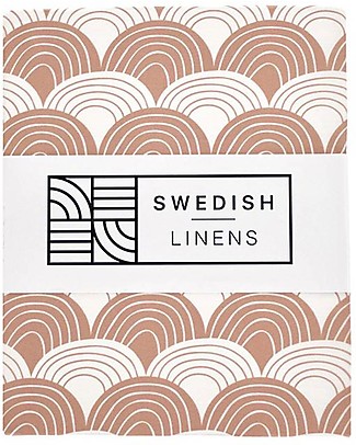Swedish Linens Lenzuolo di sotto con angoli per letto singolo oversize- Arcobaleni terracotta -200x140cm Lenzuola e Federe