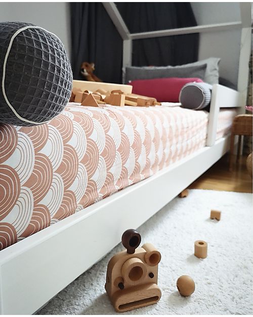 Swedish Linens Lenzuolo di sotto con angoli per letto singolo oversize- Arcobaleni terracotta -200x140cm Lenzuola e Federe