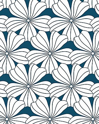 Swedish Linens Lenzuolo di sotto con angoli per letto singolo oversize - Fiori blu marocco 200x140cm Lenzuola e Federe
