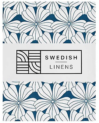 Swedish Linens Lenzuolo di sotto con angoli per letto singolo oversize - Fiori blu marocco 200x140cm Lenzuola e Federe