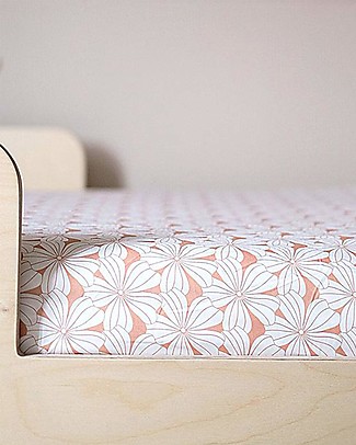 Swedish Linens Lenzuolo di sotto con angoli per letto singolo oversize - Fiori terracotta 140x200cm Lenzuola