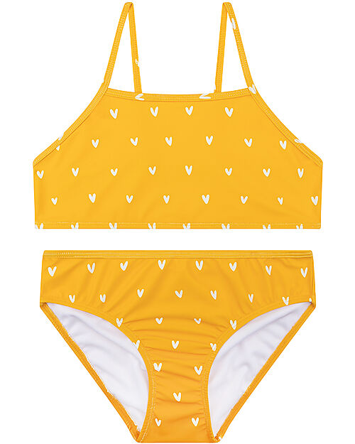 Swim Essentials Bikini - Arancione con Cuori - Tessuto UPF50+ Costumi Due Pezzi
