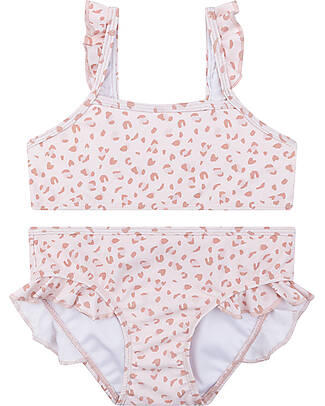 Swim Essentials Bikini con Volant - Leopardato - Rosa Antico - Tessuto Protettivo Raggi UV Costumi Due Pezzi