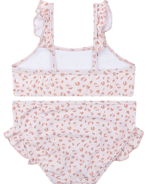 Swim Essentials Bikini con Volant -  Leopardato - Rosa Antico - Tessuto Protettivo Raggi UV Costumi Due Pezzi