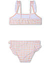 Swim Essentials Bikini con Volant - Quadretti Bianco e Albicocca - Tessuto UPF50+ Costumi Due Pezzi