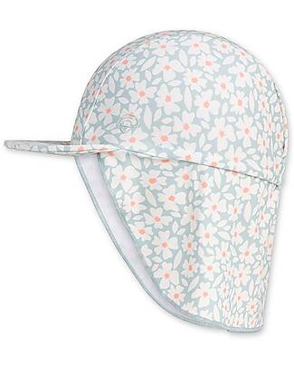 Swim Essentials Cappellino con Visiera e Falda Lunga - Verde - Fiori - Tessuto UPF 50+ Cappelli Estivi