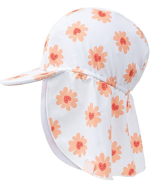 Swim Essentials Cappellino Estivo con Copri Collo - Fiori - Tessuto SPF50+ Cappelli Estivi