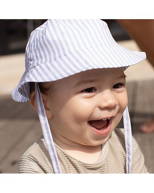 Swim Essentials Cappellino Estivo UV - Righe - Blu e Bianco- Tessuto SPF50+ Cappelli Estivi