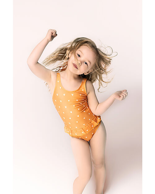 Swim Essentials Costume da Bagno Intero - Cuori Arancione - Tessuto UPF50+ Costumi Interi
