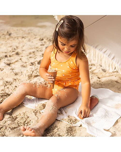 Swim Essentials Costume da Bagno Intero - Cuori Arancione - Tessuto UPF50+ Costumi Interi