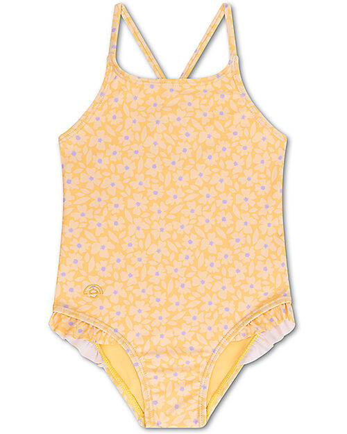 Swim Essentials Costume da Bagno Intero - Giallo - Fiori - Tessuto UPF 50+ Costumi Interi