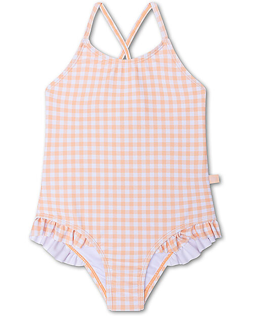 Swim Essentials Costume da Bagno Intero - Quadretti Bianco e Albicocca - Tessuto UPF50+ Costumi Interi