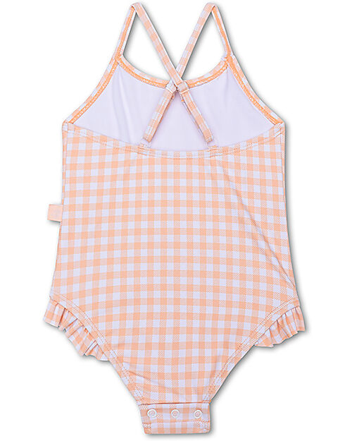 Swim Essentials Costume da Bagno Intero - Quadretti Bianco e Albicocca - Tessuto UPF50+ Costumi Interi