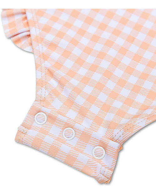 Swim Essentials Costume da Bagno Intero - Quadretti Bianco e Albicocca - Tessuto UPF50+ Costumi Interi