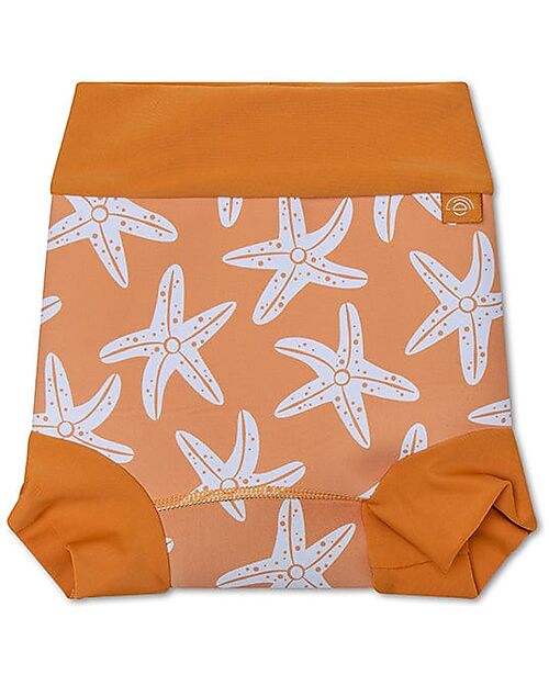 Swim Essentials Costumino Contenitivo con Volant - Arancione - Stelle Marine - Tessuto UPF 50+ Costumi Contenitivi