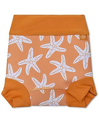 Swim Essentials Costumino Contenitivo con Volant - Arancione - Stelle Marine - Tessuto UPF 50+ Costumi Contenitivi