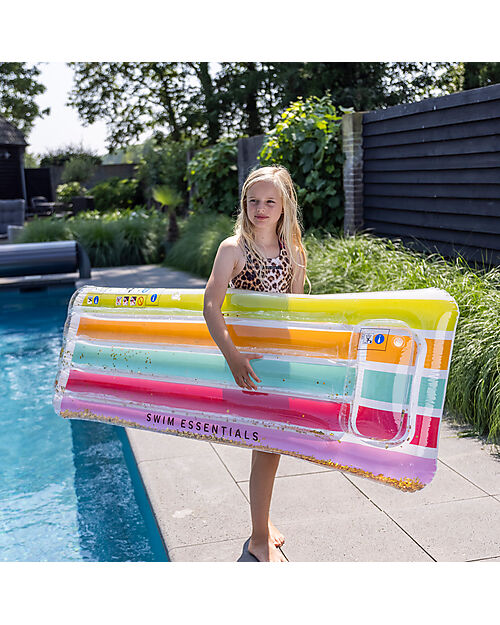 Swim Essentials Materassino Gonfiabile - Arcobaleno - Glitter - Lunghezza 177cm Giochi da Spiaggia