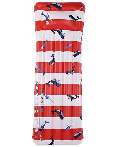 Swim Essentials Materassino Gonfiabile - Righe - Squali - Lunghezza 177cm Giochi da Spiaggia