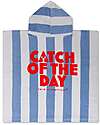 Swim Essentials Poncho da Spiaggia - Catch Of The Day - Righe Bianco e Azzurro- 65x65 cm - 100% Cotone Bio Accappatoi e Asciugamani