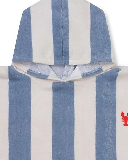 Swim Essentials Poncho da Spiaggia - Catch Of The Day - Righe Bianco e Azzurro- 65x65 cm - 100% Cotone Bio Accappatoi e Asciugamani