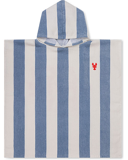 Swim Essentials Poncho da Spiaggia - Catch Of The Day - Righe Bianco e Azzurro- 65x65 cm - 100% Cotone Bio Accappatoi e Asciugamani