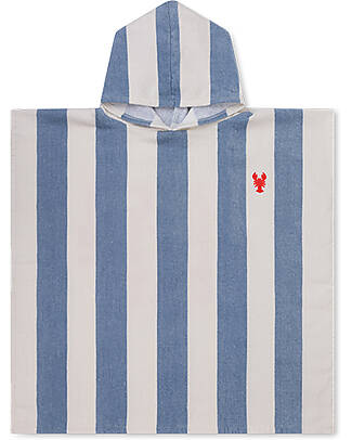 Swim Essentials Poncho da Spiaggia - Catch Of The Day - Righe Bianco e Azzurro- 65x65 cm - 100% Cotone Bio Accappatoi e Asciugamani