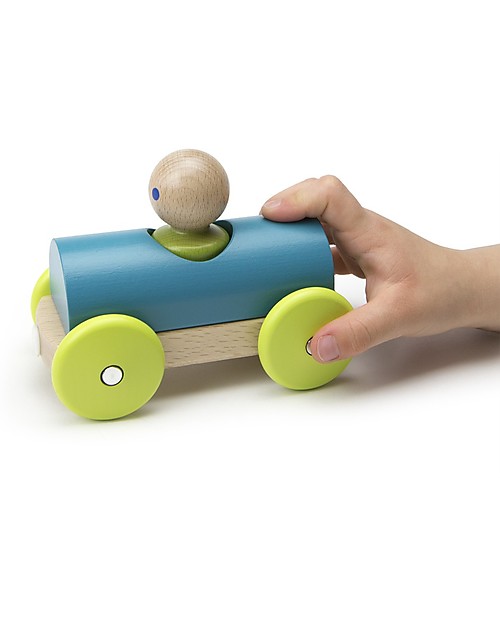 Tegu Macchina da Corsa Magnetica in Legno, Celeste - Sicura e Divertente! Macchine e Trenini  in Legno