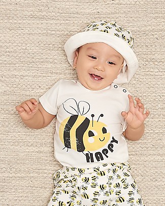 The Bonnie Mob Bodysuit Cabo - Bee Happy - Organic cotton Body Manica Corta