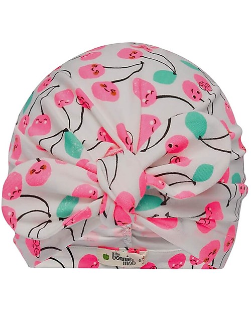 The Bonnie Mob Cappello Turbante Baby Peninsula - Ciliegie - Cotone Bio Elasticizzato Cappelli Neonato