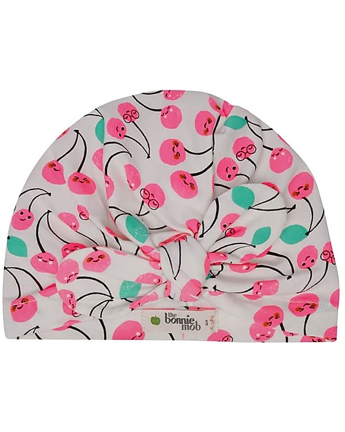 The Bonnie Mob Cappello Turbante Baby Peninsula - Ciliegie - Cotone Bio Elasticizzato Cappelli Neonato