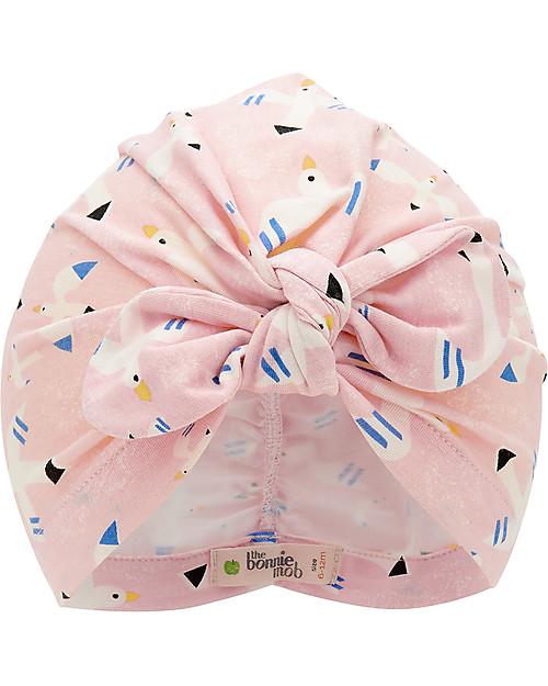 The Bonnie Mob Cappello Turbante Baby Plunge - Uccelli - Cotone Bio Elasticizzato Cappelli Estivi