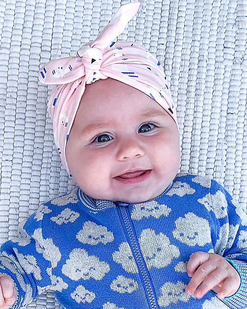 The Bonnie Mob Cappello Turbante Baby Plunge - Uccelli - Cotone Bio Elasticizzato Cappelli Estivi