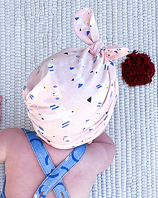 The Bonnie Mob Cappello Turbante Baby Plunge - Uccelli - Cotone Bio Elasticizzato Cappelli Estivi