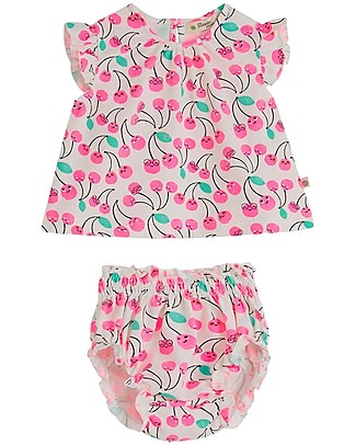 The Bonnie Mob Completo Top con Volant + Bloomer Mayflower - Ciliegie - Cotone Bio Completi e Set