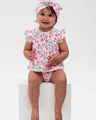 The Bonnie Mob Completo Top con Volant + Bloomer Mayflower - Ciliegie - Cotone Bio Completi e Set