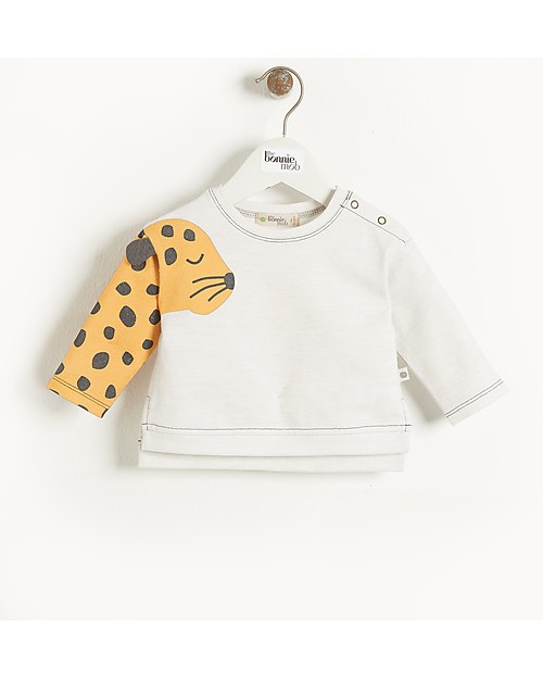 The Bonnie Mob Felpa con Orecchie 3D Mustique - Leopardo Senape (9-18 mesi) - 100% cotone bio Felpe