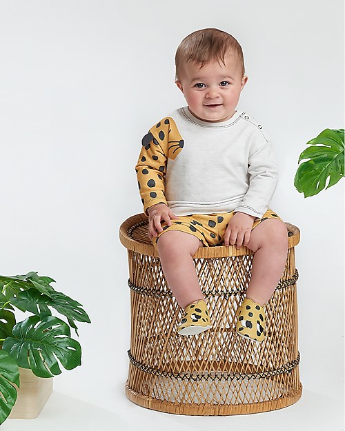 The Bonnie Mob Felpa con Orecchie 3D Mustique - Leopardo Senape (9-18 mesi) - 100% cotone bio Felpe