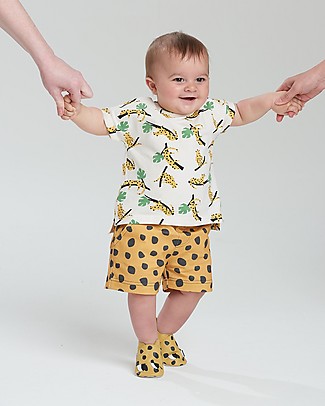 The Bonnie Mob Pantaloncini UltraComodi Miami - Leopardo Senape (dai 2 ai 5 anni) - 100% cotone bio Pantaloni Corti
