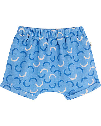 The Bonnie Mob Pantalone a Palloncino Copripannolino Splash - Onde Blu - Felpa di Cotone Bio Pantaloni Corti