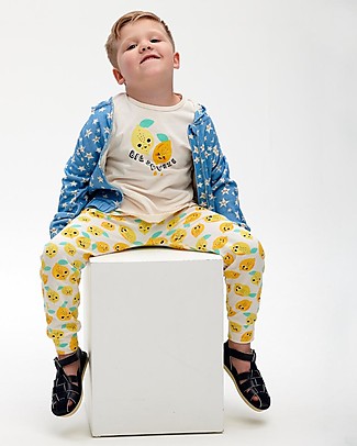 The Bonnie Mob Pantaloni Harem Kid Palazzo - Limoni - Cotone Bio Elasticizzato Pantaloni Lunghi