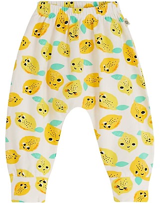 The Bonnie Mob Pantaloni Harem Palazzo - Limoni - Cotone Bio Elasticizzato Pantaloni Lunghi