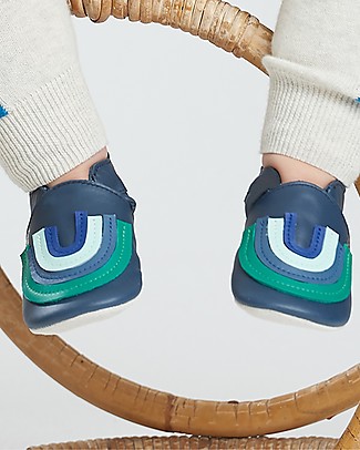 The Bonnie Mob Scarpina Soft Sole Edizione limitata - Arcobaleno Blu Soft Sole Bobux