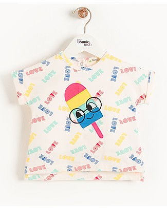 The Bonnie Mob T-Shirt con Applique Isle de Re - Ghiacciolo (12-24 mesi) - Cotone bio elasticizzato T-Shirt e Canotte