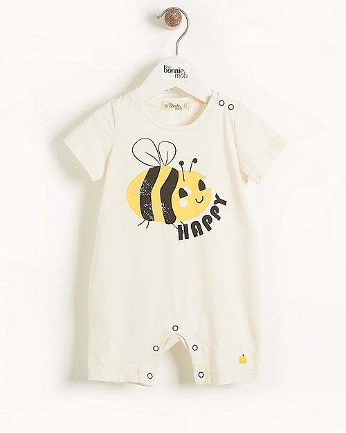 The Bonnie Mob Tutina Maniche Corte Bari - Bee Happy - Cotone bio elasticizzato Tutine Corte