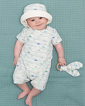 The Bonnie Mob Tutina Maniche Corte San José - Nuvole Azzurro - Cotone bio elasticizzato Tutine Corte