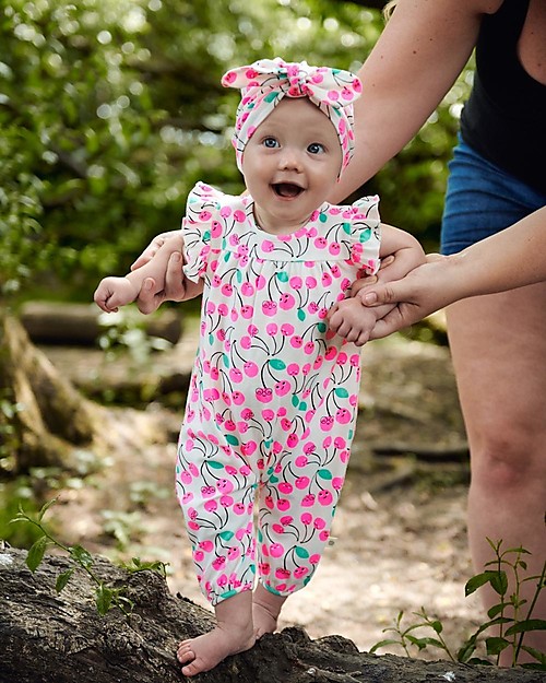 The Bonnie Mob Tutina Mondrian - Ciliegie - Cotone Bio Elasticizzato Tutine Lunghe