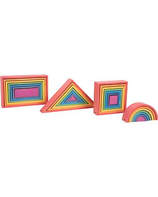 tickit Beech Wood Architect Set - Rainbow - 28 Pieces - 12m+ Wooden Blocks and Construction Sets